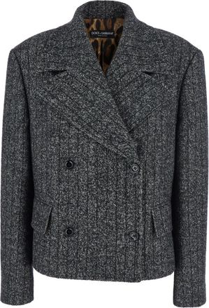 Dolce & Gabbana Black Textured Notched Lapel Blazer