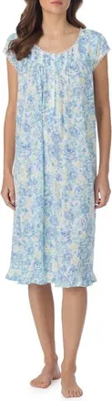 Eileen West Waltz Cap Sleeve Nightgown in White/aqua at Nordstrom, Size X-Large