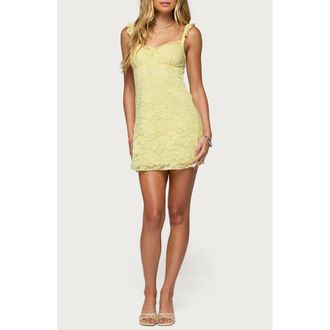 Edikted Stephanie Lace Minidress in Yellow at Nordstrom, Size X-Small