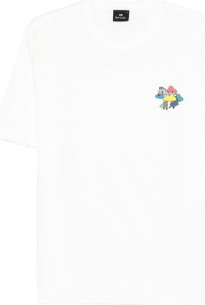 Paul Smith White Round Neck Graphic Logo T-shirt