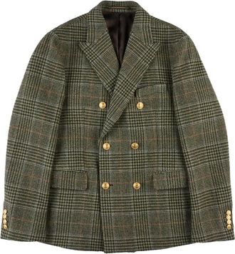 Slowear x Incotex double-breasted prince wales blazer - men - Wool/Acetate - 46 - Green
