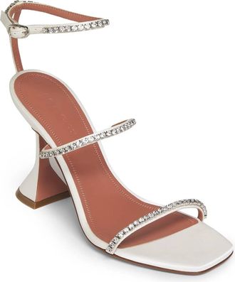 Amina Muaddi Womens Gilda Sandals In White Leather