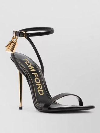 Tom Ford open toe ankle strap pump gold hardware