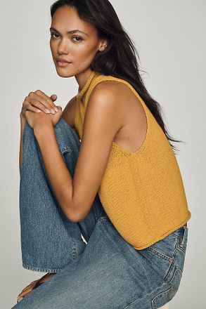 Pilcro Cotton Roll-Neck Sweater Tank Top