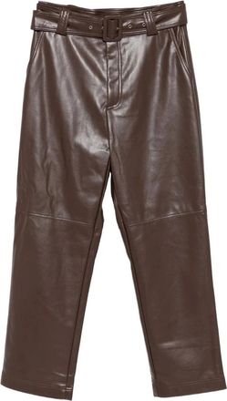 Twinset Lederbroek - Dames - Leren Broeken - Bruin - S - Leer - Broeken