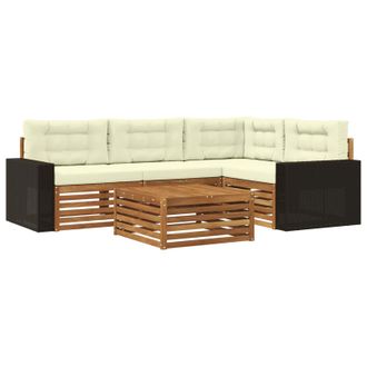 vidaXL Conjunto De Sof&aacute;s De Exterior 5 Pcs Natural Y Crema Vidaxl