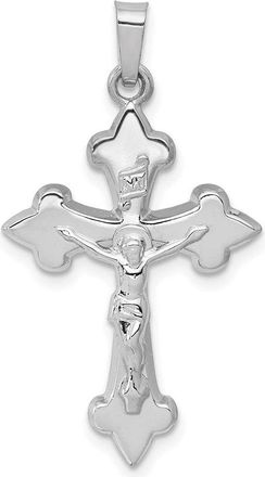 Diamond2Deal 14k White Gold Polished Fleur de Lis Crucifix Pendant