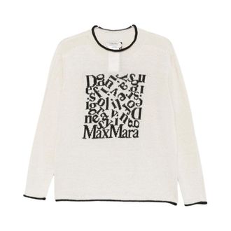 Max Mara Rondgebreide trui - Dames - Ronde hals truien - Wit - L - Truien & Vesten