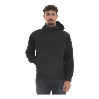 HUGO BOSS Light Jackets, male, Black, 2XL, Hooded Harrington Jacket with Zip Lock