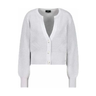 Monari Fijngebreide Cardigan - Dames - Truien - Grijs - Maat: 2XL Zijde