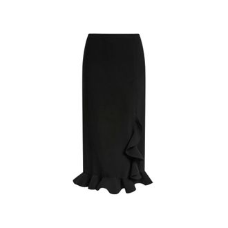 Moschino Crepe Skirt With Ruffles - female - Moschino - Midi Skirts - Black - XS - Skirts