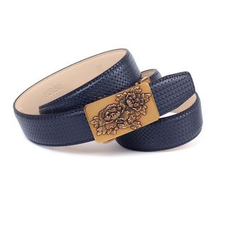 Anthoni Crown Lederg&uuml;rtel ANTHONI CROWN, Herren, Gr. 85, blau (dunkelblau), Rindsleder, G&uuml;rtel Lederg&uuml;rtel, leicht bombiert, Oberfl&auml;che gemustert