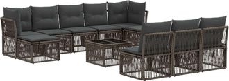 vidaXL Conjunto De Sof&aacute;s De Jard&iacute;n 11 Uds. Gris Rat&aacute;n Sint&eacute;tico Vidaxl
