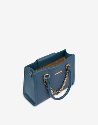 Love Moschino Damen Schultertasche – Dunkelblau, Denim-Look | Trendiges Design, Vielseitig Kombinierbar
