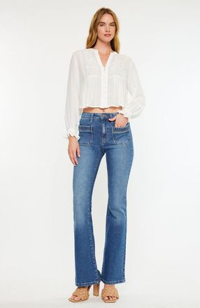 Kancan Kasey High Rise Flare Jeans in Medium Wash at Nordstrom, Size 28