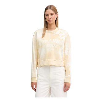 Ermanno Scervino Hoodies & sweatvesten, Dames, Beige, L, Katoen, Firenze Sweatshirt