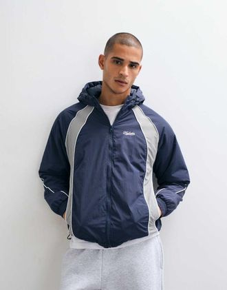 Hollister giacca bomber oversize con colletto a contrasto in blu navy
