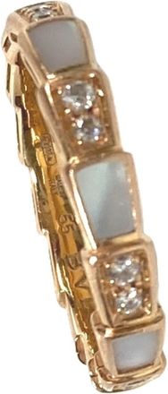 Bulgari Serpenti Pink Gold White Band Ring (Pre-Owned)
