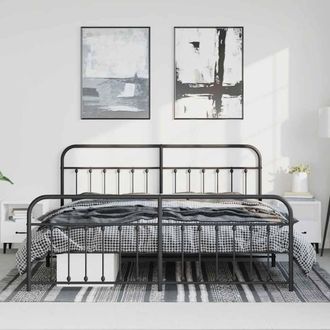 Berkfield Home Metal Bed Frame with Headboard & Footboard Black 193x203 cm