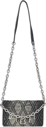 Diesel Gewatteerde Denim Kettingtas Zwart - Dames - Schoudertassen - Zwart - ONE Size - Denim - Tassen