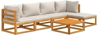 vidaXL Set Muebles De Jard&iacute;n 6 Pzas Madera Maciza Y Cojines Gris Claro Vidaxl