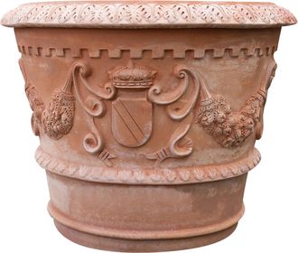Biscottini International Macetero Grande De Exterior Jarr&oacute;n De Terracota Esmaltada Florero Para Jard&iacute;n Macetas Para Flores 95x88 Jardinera Para Balc&oacute;n