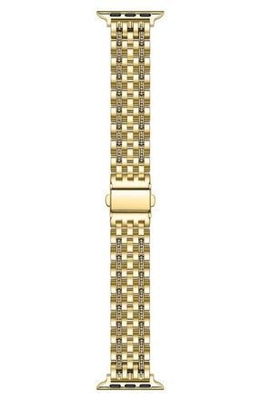 Posh Tech Remy Rhinestone & Stainless Steel Apple Watch Watchband in Gold at Nordstrom