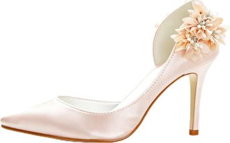 Generic Wedding Bridal Shoes Womens Pumps Wedding Shoes 9Cm Stiletto Heels Bridal Pointed Toe Prom Party Dress Pumps,Champagne,5 UK