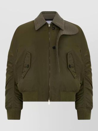 Bottega Veneta nylon bomber jacket leather collar intrecciato