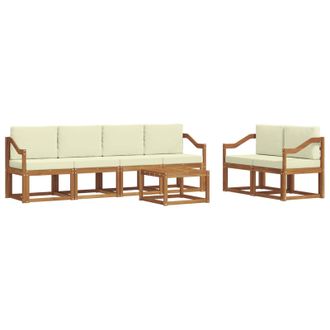 vidaXL Conjunto De Sof&aacute;s De Exterior Con Coj&iacute;n 7 Pcs Natural Y Crema Vidaxl
