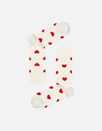 Happy Socks Womens Heart Socks, White - Size: 9.5/12.5/12/11.5/11/10.5/10/13/9/8/8.5