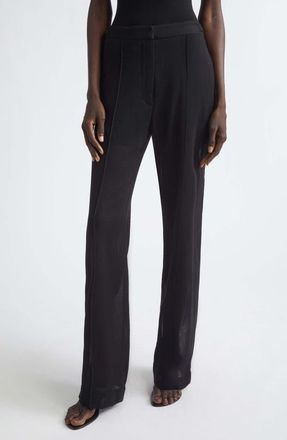 Proenza Schouler Eran Pintuck Sheer Wool Pants in Black at Nordstrom, Size 4