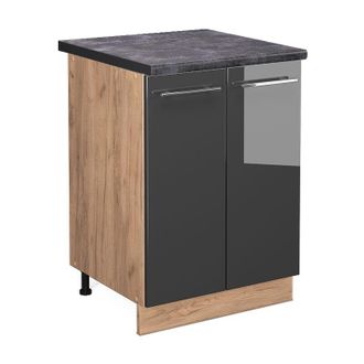 Vicco Mueble Bajo De Cocina Fame-line, Antracita Alto Brillo, 60 Cm, Et Antracita Vicco