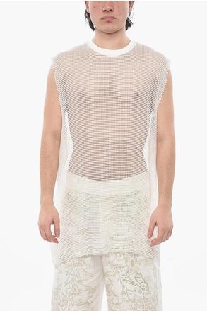 Givenchy Mesh Tank Top With Raw-Edge Trims size S