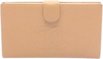 Chanel Pre-owned Lange portemonnee (bi-fold) - Dames - Vintage Accessoires - Beige - ONE Size - Leer - Vintage