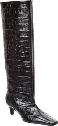 Toteme Croc-Embossed Leather Knee Boot