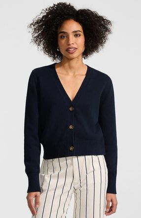 Lands End Drifter Vneck Dress Cardigan Sweater in Radiant Navy at Nordstrom, Size X-Large P