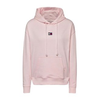 Tommy Jeans Logo Rosa Katoenen T-shirt - Dames - Hoodies - Roze - L - Katoen - Hoodies & sweatvesten