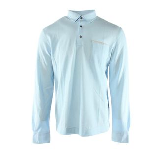 Ermenegildo Zegna Polo Shirts, male, Blue, L, Cotton Polo Shirt
