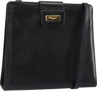 Ferragamo Pre-owned Leren Crossbodytas - Dames - Vintage Schoudertas - Zwart - ONE Size - Leer - Vintage
