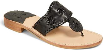 Jack Rogers Womens Palm Beach Navajo Classic Sandal, Black/Black Patent, 6 UK