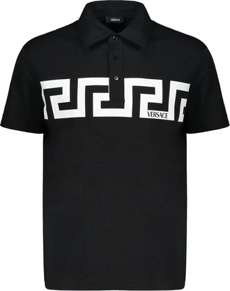 Versace Mens Short Sleeve Cotton Polo Shirt In Black