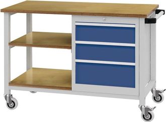 OEM Banco De Trabajo A1200xf540xh880mm Multiplex De Haya Gris Claro / Azul Se&ntilde;al 4 Cajones