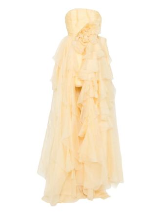 LouLou flower-embellishment maxi dress - women - Polyester/Spandex/Elastane - S - Yellow
