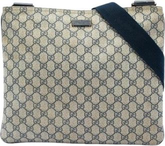 Gucci Pre-owned Canvas Crossbody Bag - unisex - Vintage Schoudertas - Beige - ONE Size - Leer - Vintage