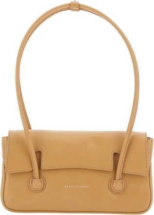 Marge Sherwood Schoudertas met Klep - Dames - Schoudertassen - Beige - ONE Size - Leer - Tassen