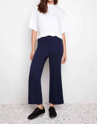 UP Provence Wide Leg Pintuck Cropped Pants In Navy