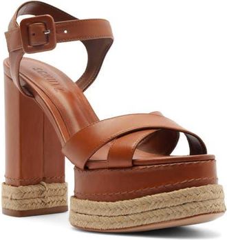 Schutz Hilda Ankle Strap Platform Sandal in Cognac at Nordstrom, Size 9.5