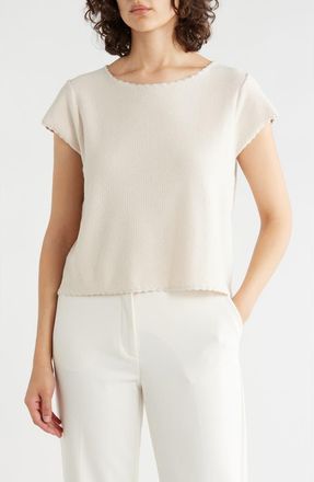 Adrianna Papell Boat Neck Cap Sleeve Seed Stitch Sweater in Barley at Nordstrom Rack, Size X-Small