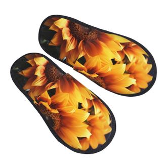 Generic Cotton Slippers Sunflower Wallpaper Non-Slip Fleece Slippers Warm Indoor Shoes For Hotel Winter Bedroom M
